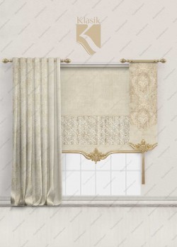 Laser Cut Curtain Set Mink - Cream