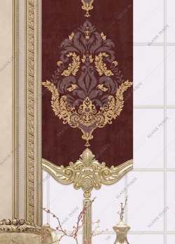 Roller Blind Motifed Rhinestones Printed Maroon - Gold