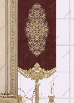 Panel Curtain Motifed Digital Printed Maroon - Gold