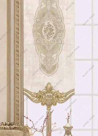 Panel Curtain Motifed Digital Printed Cream - Gold