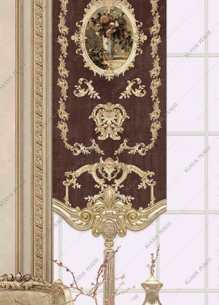 Panel Curtain Motifed Digital Printed Brown - Gold