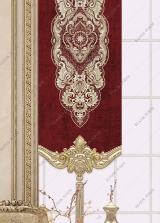 Panel Curtain Motifed Digital Printed D. Red - Gold