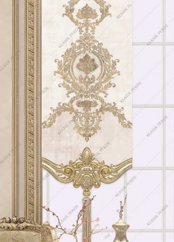 Panel Curtain Motifed Digital Printed Cream - Gold