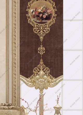 Panel Curtain Motifed Digital Printed Brown - Gold