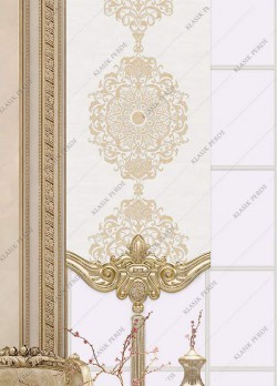 Panel Curtain With Motif and Gilding Printed White - Gold