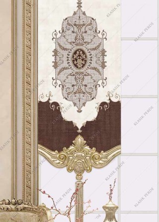 Panel Curtain Motifed Digital Printed Rhinestones Brown - Gold