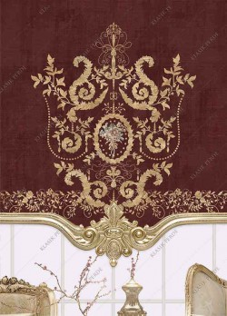 Roller Blind Motifed Digital Printed Maroon - Gold
