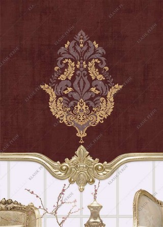 Roller Blind Motifed Rhinestones Printed Maroon - Gold