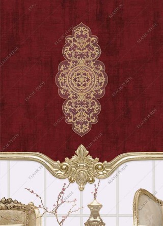 Roller Blind Motifed Digital Printed D. Red - Gold