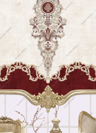 Roller Blind Motifed Digital Printed Rhinestones D. Red - Gold