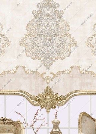 Roller Blind Motifed Digital Printed Rhinestones Cream - Gold