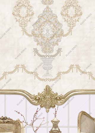 Roller Blind Motifed Digital Printed Rhinestones White - Gold