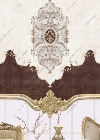 Roller Blind Motifed Digital Printed Rhinestones Brown - Gold