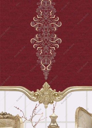 Roller Blind With Motif and Rhinestones Gilding Printed Maroon - Gold